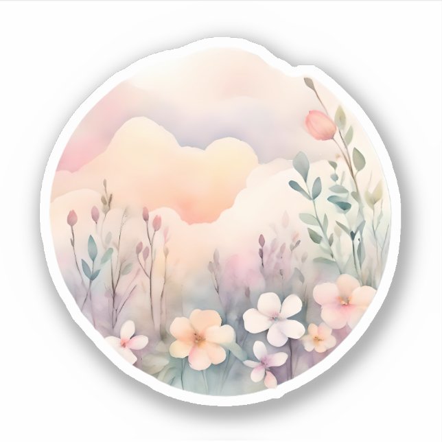 Pastel Meadow Serenity Aufkleber (Vorderseite)