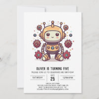 Pastel Mechanischer Niedlicher Roboter Geburtstag