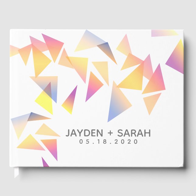 Pastel mehrfarbig Confetti White Wedding Gästebuch (Vorderseite)
