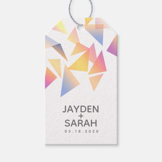 Pastel mehrfarbig Confetti White Wedding Geschenkanhänger (Vorderseite)