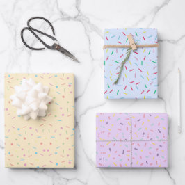 Pastel Mehrfarbig Sprinkles Modernes Trendy Geschenkpapier Set