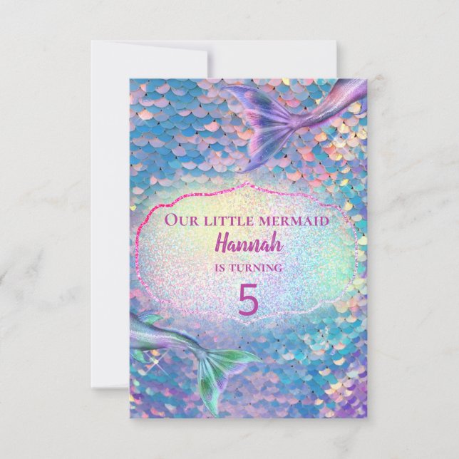 pastel mermaid Anniversaire Fête Invitation (Devant)