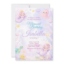 Pastel Mermaid Birthday Invitation Under The Sea