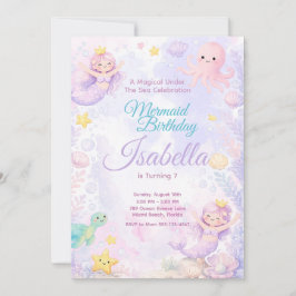 Pastel Mermaid Birthday Invitation Under The Sea Einladung