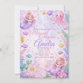 Pastel Mermaid Celebration Invitation Editable Einladung