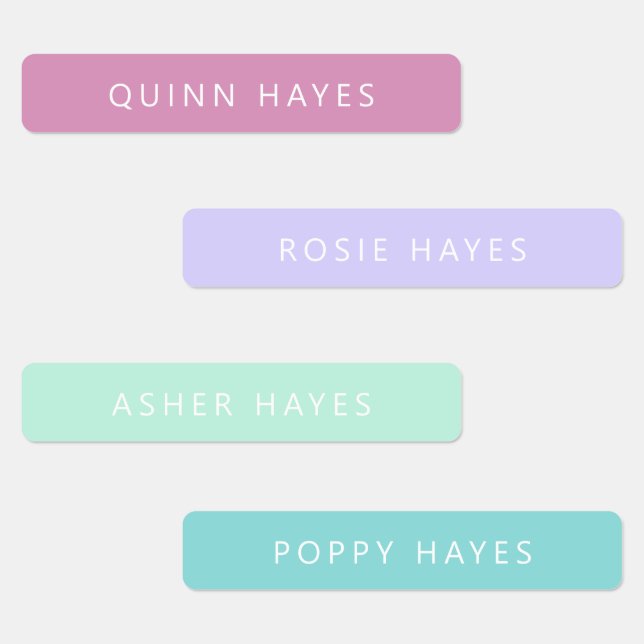 Pastel Mermaid Colors Name Labels Etiketten (Gruppe)