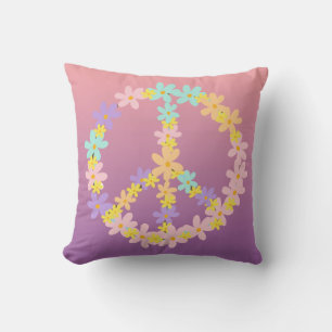 Pastel Mermaid Gradient Floral Hippie Peace Zeiche Kissen