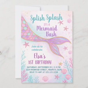 Pastel Mermaid Invitation d'anniversaire