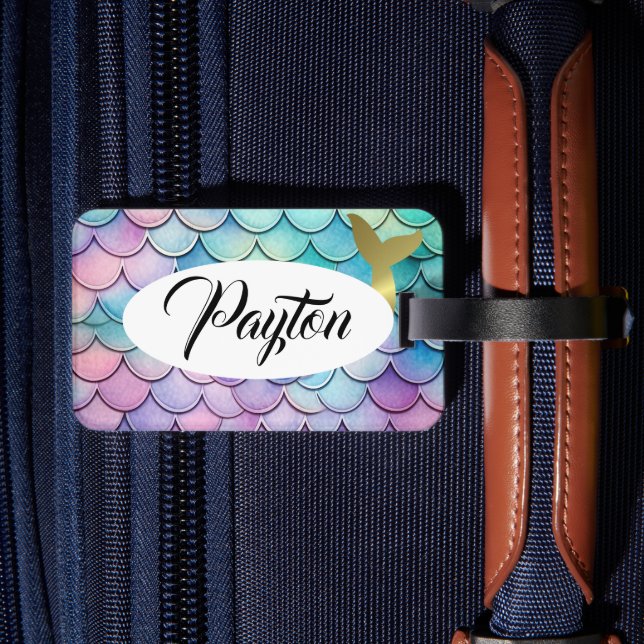 Pastel Mermaid Scales Gepäckanhänger (Rückseite Insitu 2)