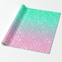 Pastel Mermaid Scales Pink Green Ombre