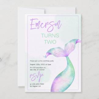 Pastel Mermaid Schwanz Geburtstag Einladung