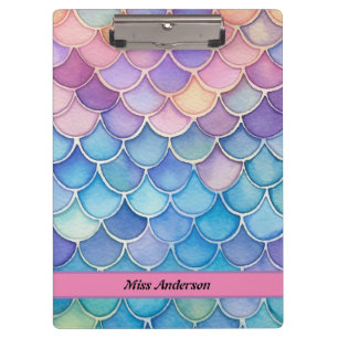 Pastel Mermaid skalieren Anpassbare Namen Klemmbrett