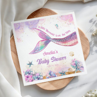 Pastel Mermaid Tail Ocean Girl Celebration Serviette