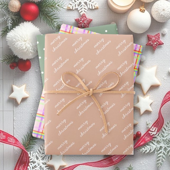 Pastel Merry Christmas Rainbow Geschenkpapier Set (Von Creator hochgeladen)