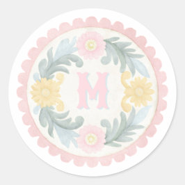 Pastel Mexican Talavera Monogram Runder Aufkleber