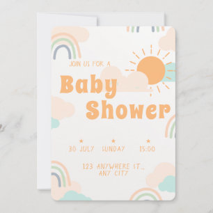Pastel Minimal Baby Dusche Einladung