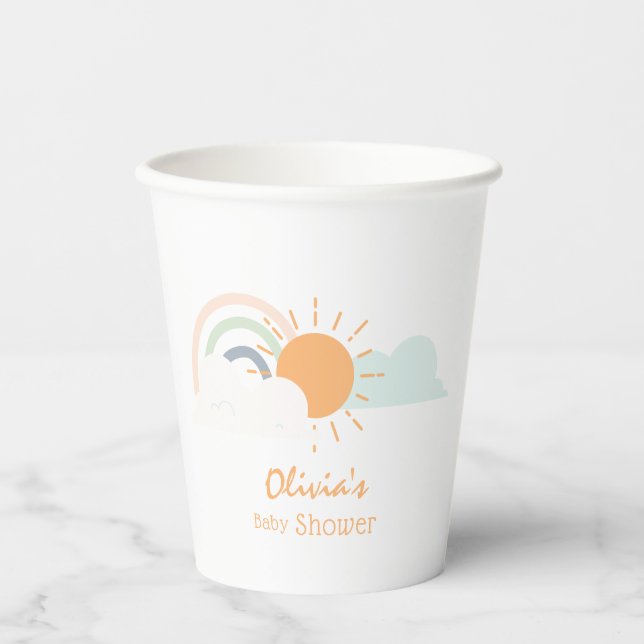 Pastel Minimal Baby Dusche Pappbecher (Vorderseite)