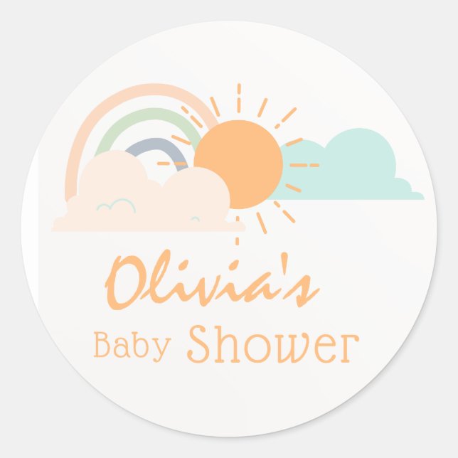 Pastel Minimal Baby Dusche Runder Aufkleber (Vorderseite)