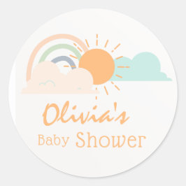 Pastel Minimal Baby Dusche Runder Aufkleber