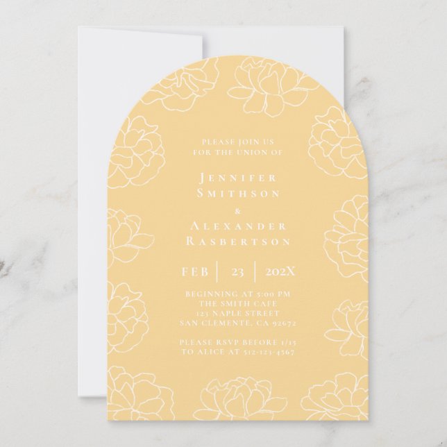 Pastel Minimal Botanische Hochzeit Einladung (Vorderseite)
