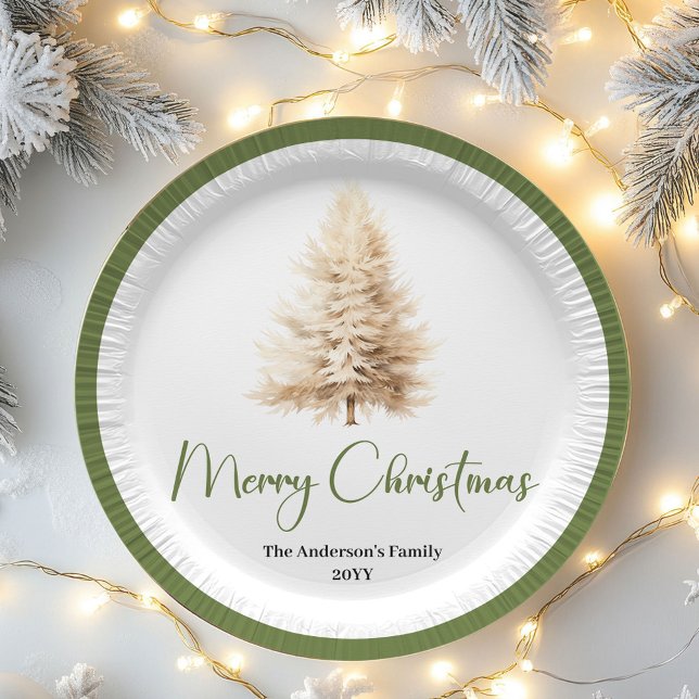 Pastel Minimal Christmas Personalized Family Plate Pappteller (Pastel Minimal Christmas Personalized Family Plates)