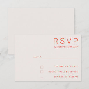 Pastel Minimal White and Red Modern Wedding RSV Einladung