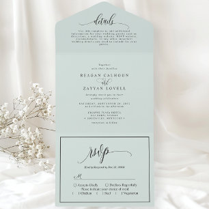 Pastel Mint Einfache moderne Schrift All In One Einladung