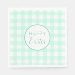 Pastel Mint Green Happy Oaster Kariertes Muster Serviette