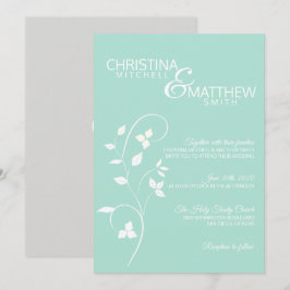 Pastel Mint Green & Light Gray Vine Wedding Einladung