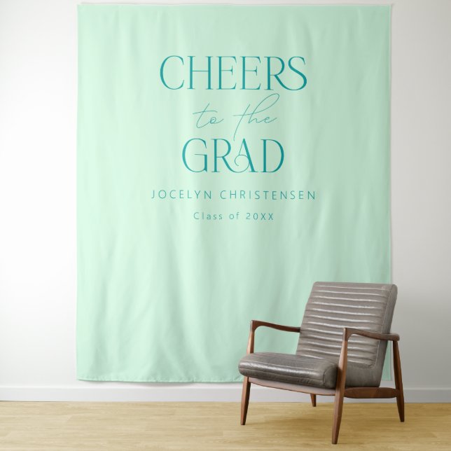 Pastel Mint Green Modern Grad Foto Hintergrund Wandteppich (Beispiel)