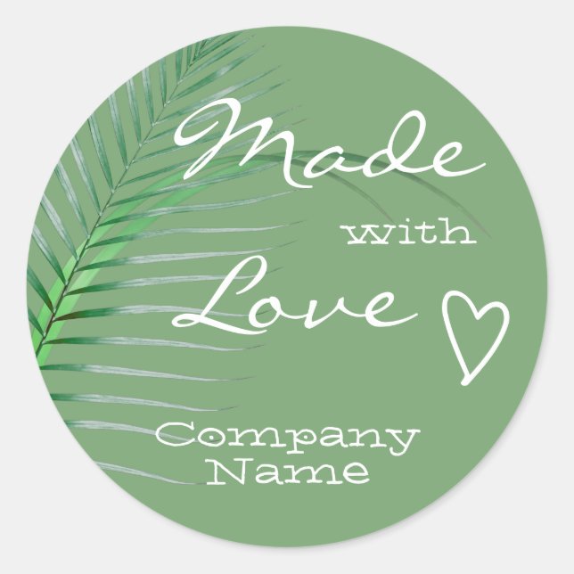 Pastel Mint Green Palm Tree Leaf aus Liebe Runder Aufkleber (Vorderseite)