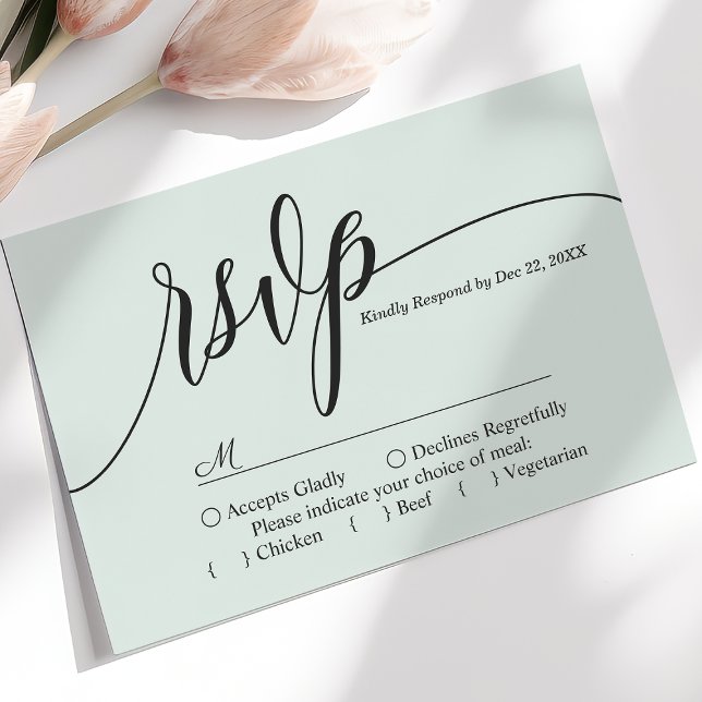 Pastel Mint Simple Script Wedding RSVP Card Karte (Von Creator hochgeladen)