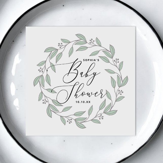 Pastel Minze floral delikate Drehbuch Babydusche Serviette (Von Creator hochgeladen)