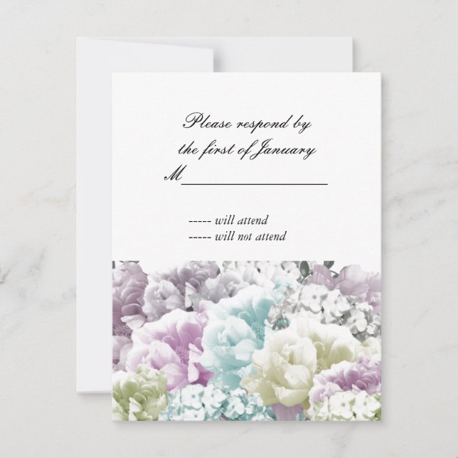 Pastel Mixed Bouquet of Florals Repcard RSVP Karte (Vorderseite)