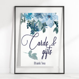 Pastel Modern Blue Rose Blumenkarte & Geschenkguts Poster