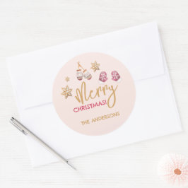 Pastel Modern Christmas Pattern Runder Aufkleber