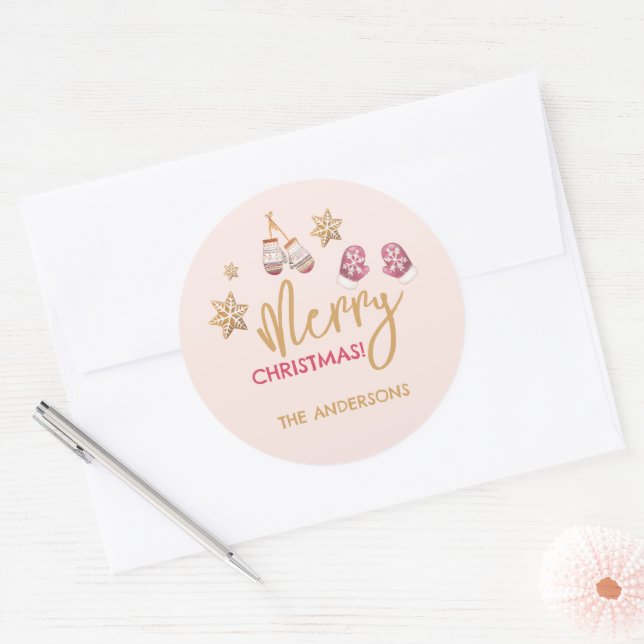 Pastel Modern Christmas Pattern Runder Aufkleber (Umschlag)