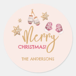 Pastel Modern Christmas Pattern Runder Aufkleber