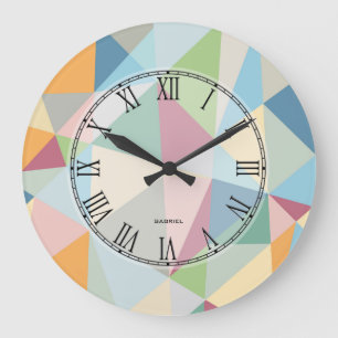 Pastel Modern Colorful Geometric Pattern Große Wanduhr