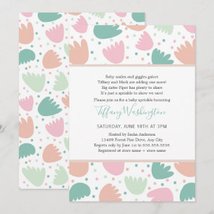 Pastel Modern Floral Girl Sprinkle Einladung