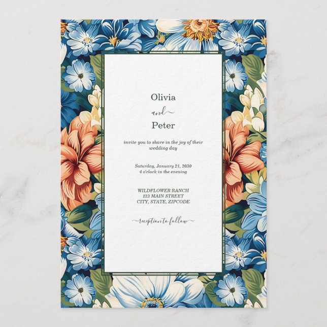 Pastel Modern Floral Wedding Invitation (Devant)