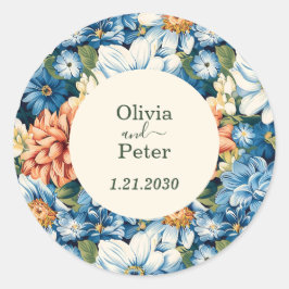 Pastel Modern Floral Wedding Runder Aufkleber