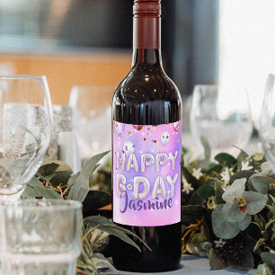 Pastel Modern Glam Trendy Balloons glücklich Gebur Weinetikett