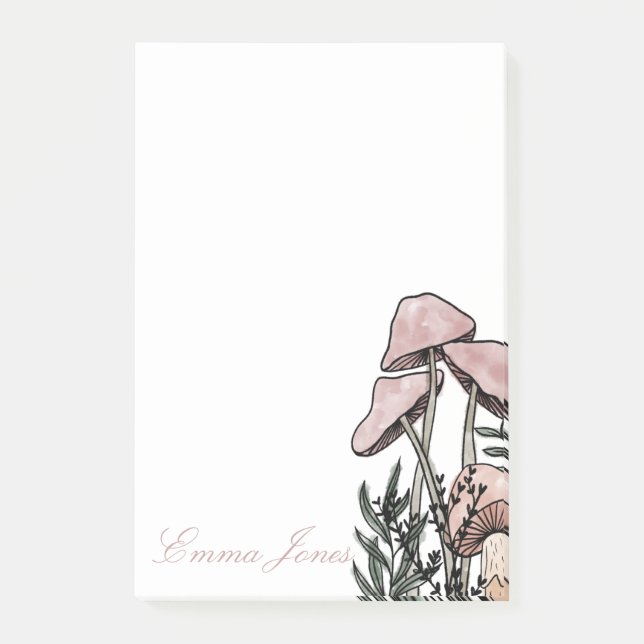 Pastel Modern Mushrooms Post-it Klebezettel (Vorderseite)