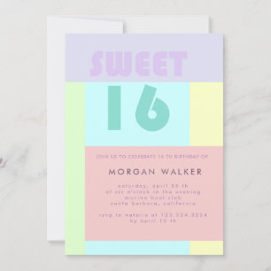 Pastel moderne   Sweet sixteen Invitation d'annive
