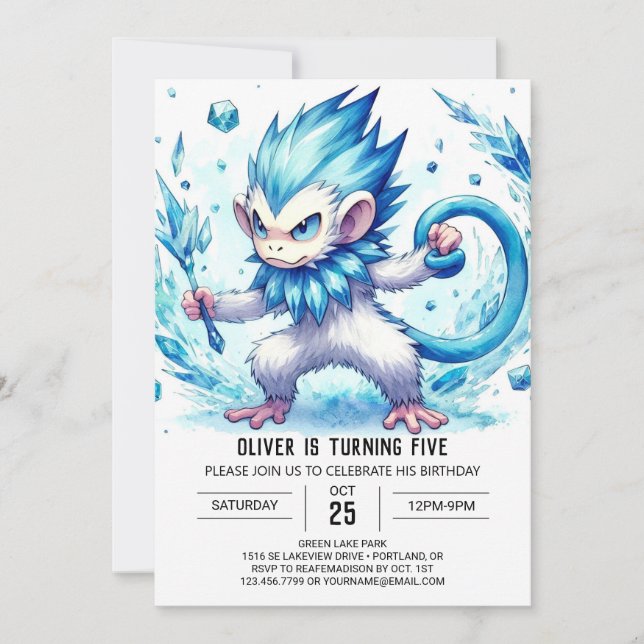 Pastel Monkey Birthday Einladung (Vorderseite)