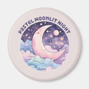 Pastel Moonlit Night - Dreamy Crescent Moon Magnet