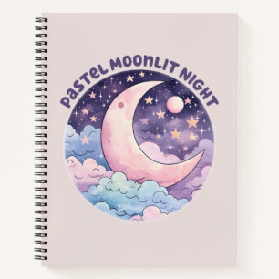Pastel Moonlit Night - Dreamy Crescent Moon Notizbuch