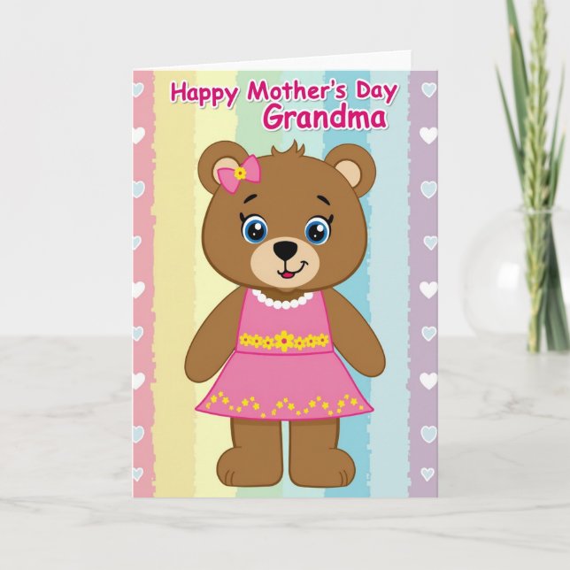 Pastel Mothers Day Bear Card Karte (Vorderseite)