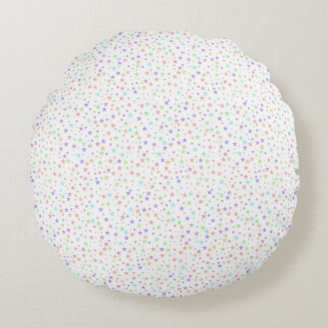 Pastel Multicolored Stars Rundes Kissen (Vorderseite)